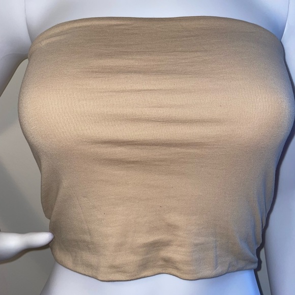 FashionNova Essential Bandeau Khaki Small Cotton Spandex - Picture 2 of 6